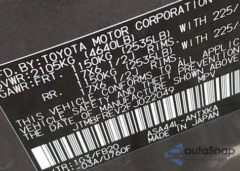 2015 Toyota Rav4 Le из США, поврежденный, VIN JTMBFREV2FJ022049